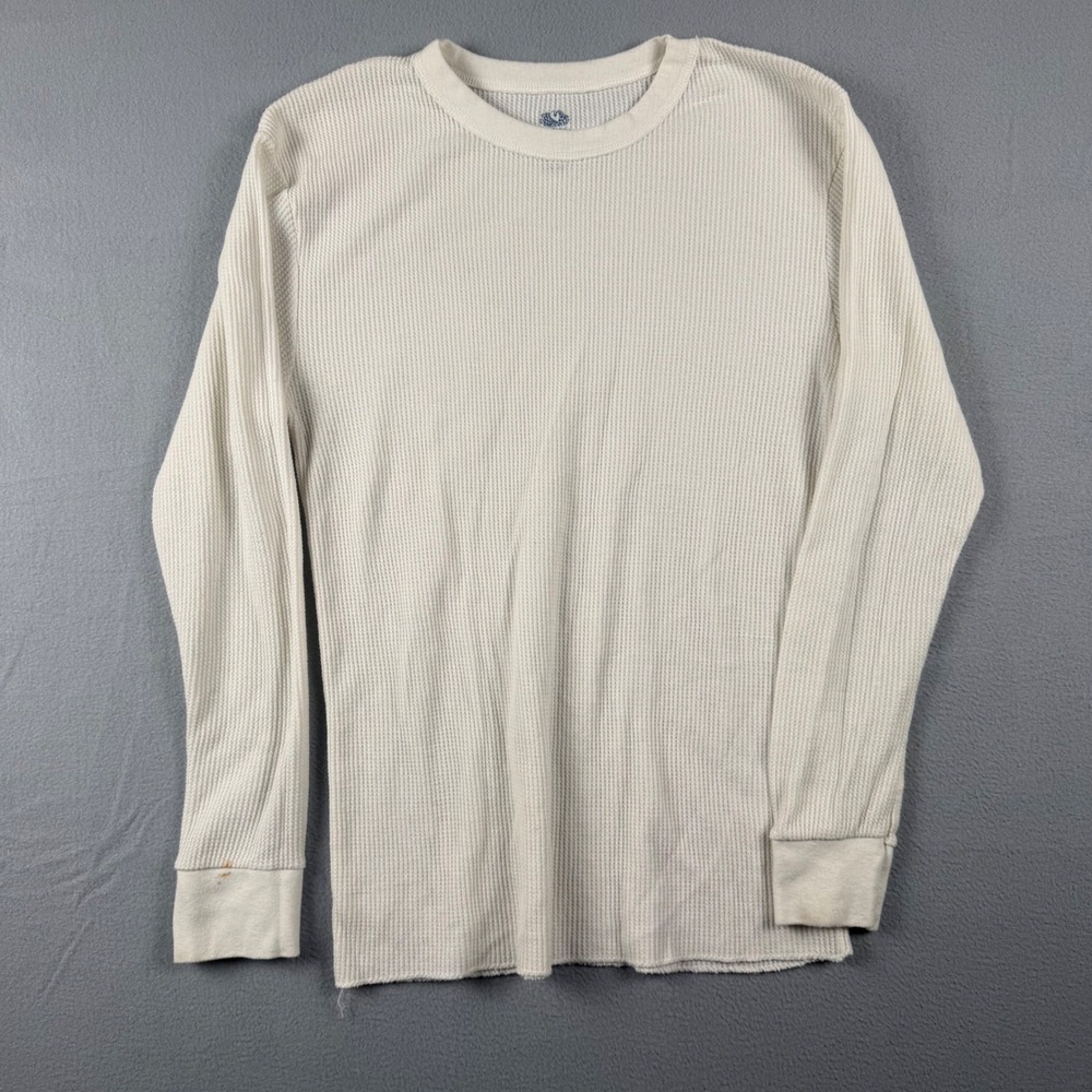 VTG Fruit of the Loom Mens Large Off White Waffle Knit Thermal Base Layer Shirt